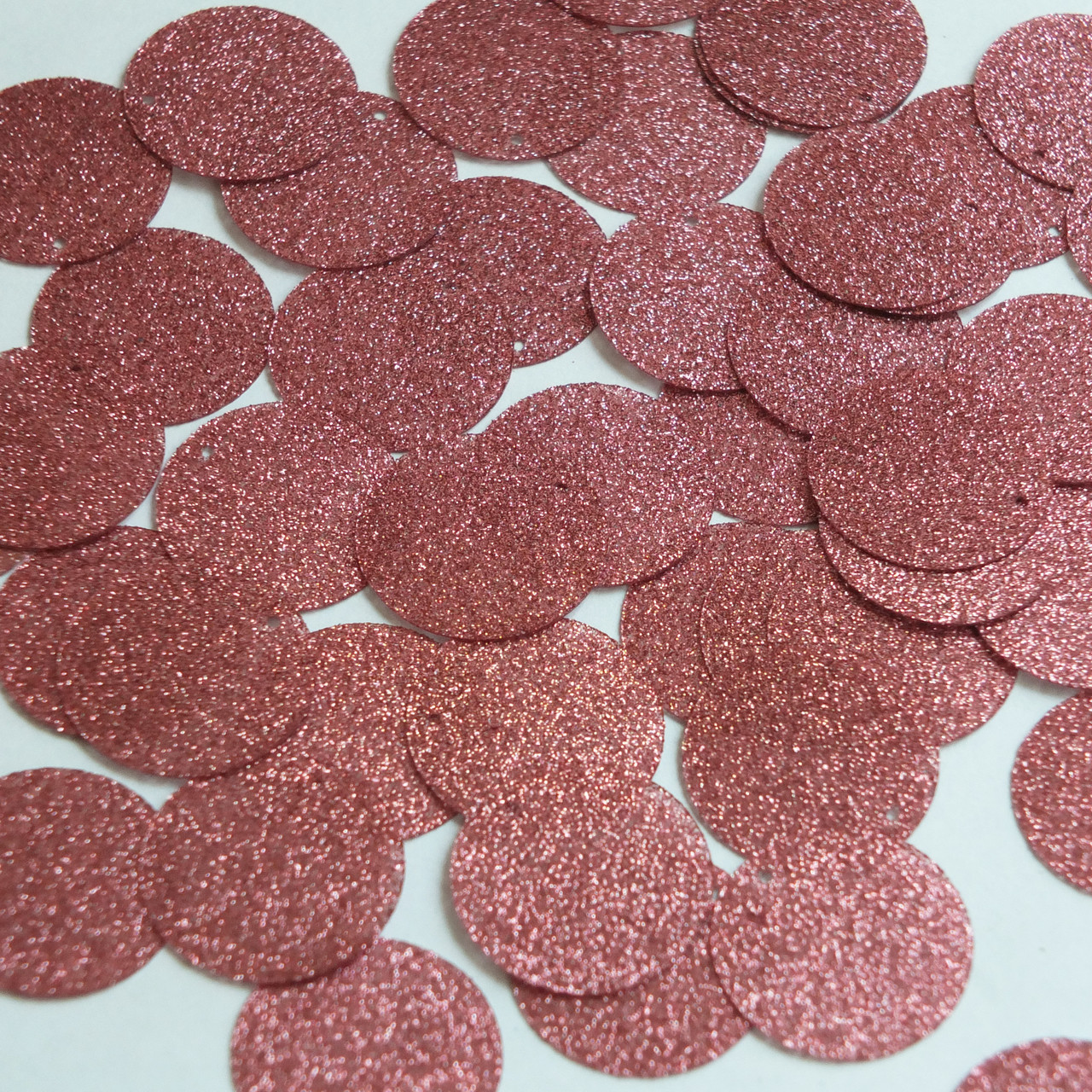 1" / 24mm Round Flat Sequins Rose Pink Metallic Sparkle Glitter Texture