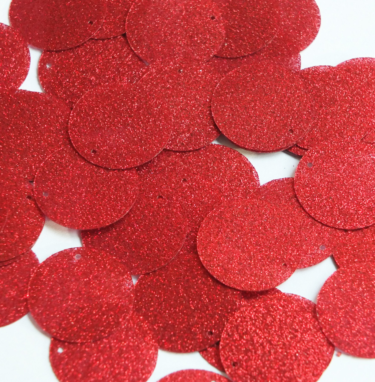 1" / 24mm Round Flat Sequins Red Metallic Sparkle Glitter Texture