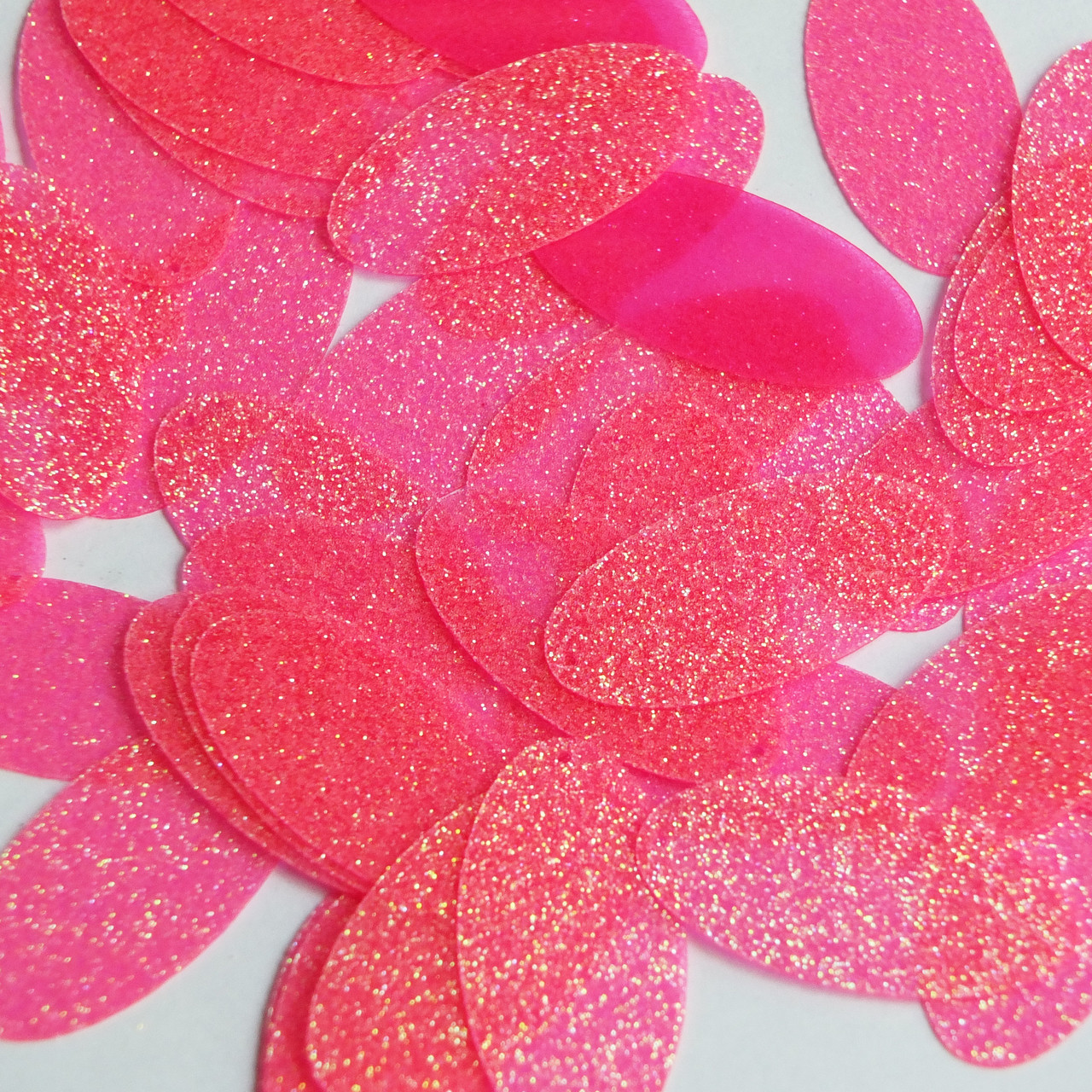 Oval Sequin 1.5" Pink Neon Fluorescent Sparkle Glitter Texture