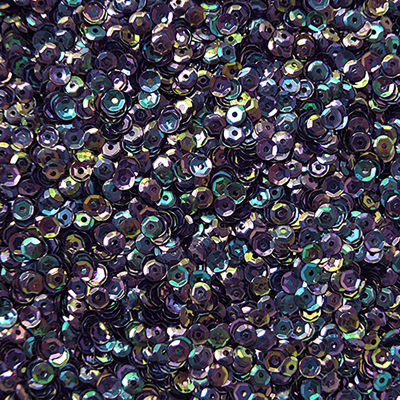 4mm Cup Sequins Black Rainbow Iris Metallic