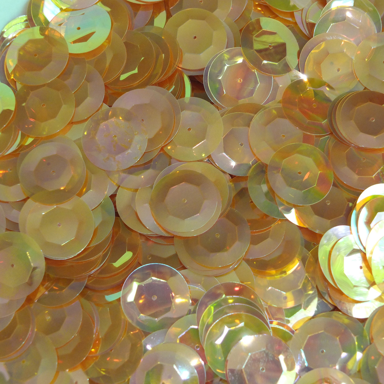 20mm Cup Sequins Apricot Golden Crystal Rainbow Iris Iridescent