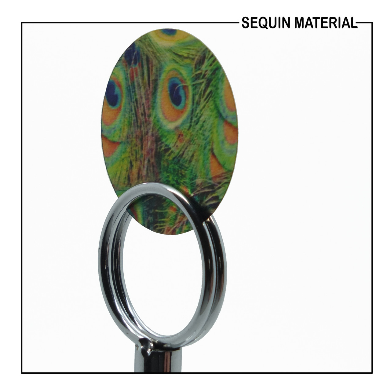 SequinsUSA Peacock Feather Eye Blue Green Gold Metallic Print Sequin Material Print RL130