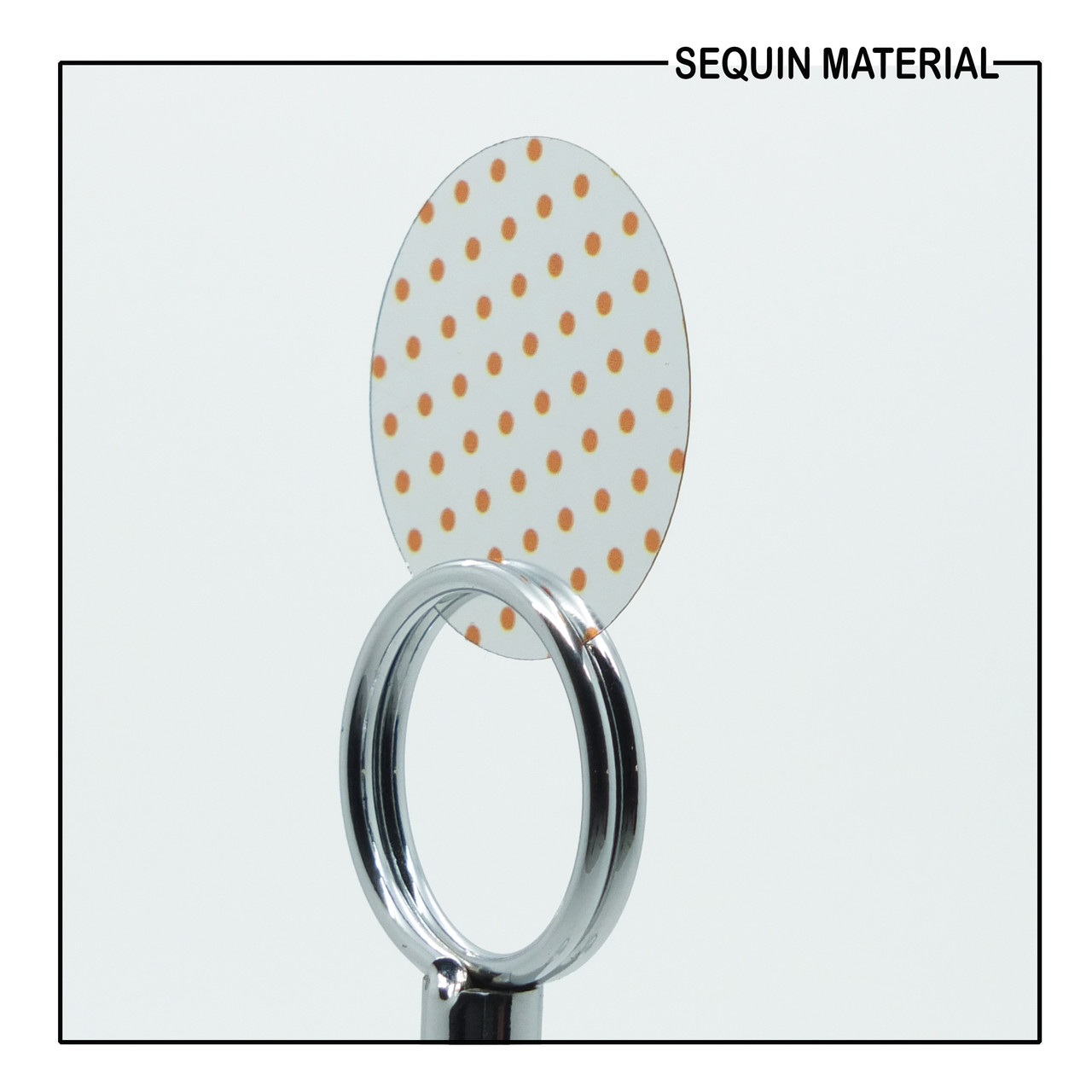 SequinsUSA Orange Polka Dot on Silver Metallic Print Sequin Film RL243