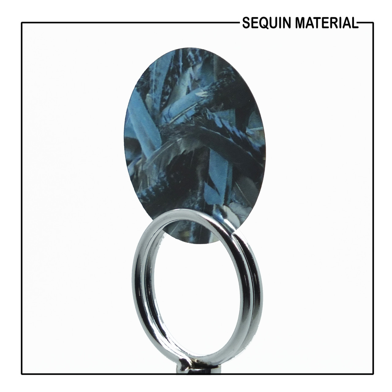 SequinsUSA Blue Silver Bird Feathers Metallic Print Sequin Material RL404