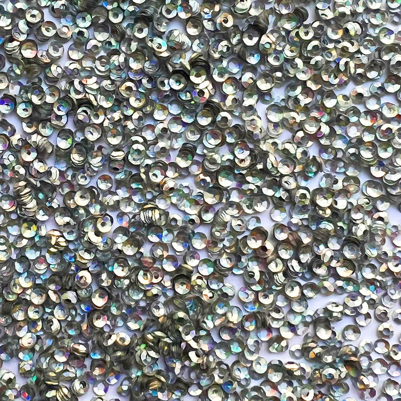 3mm Cup Sequins Silver Laser Rainbow Reflective Metallic