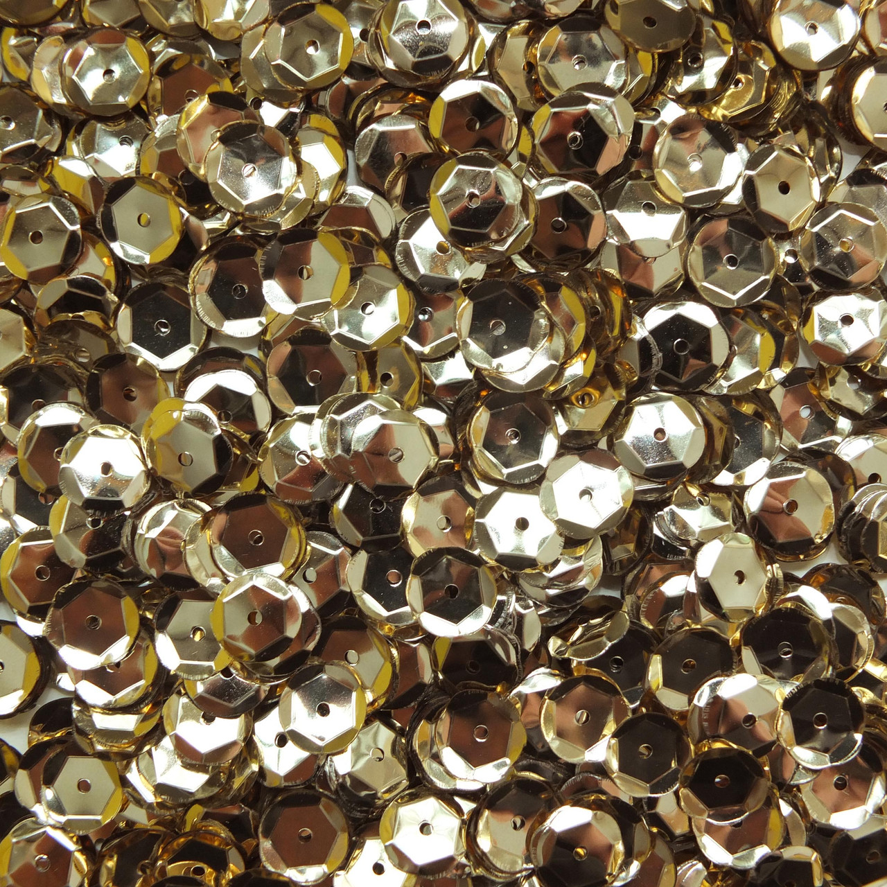 10mm Cup Sequins Egyptian Gold Shiny Metallic Medium Hole