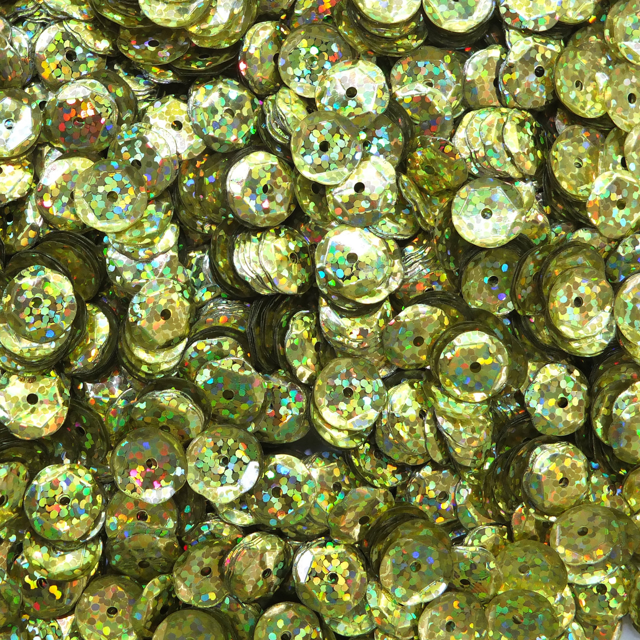 10mm Cup Sequins Yellow Hologram Glitter Sparkle Metallic