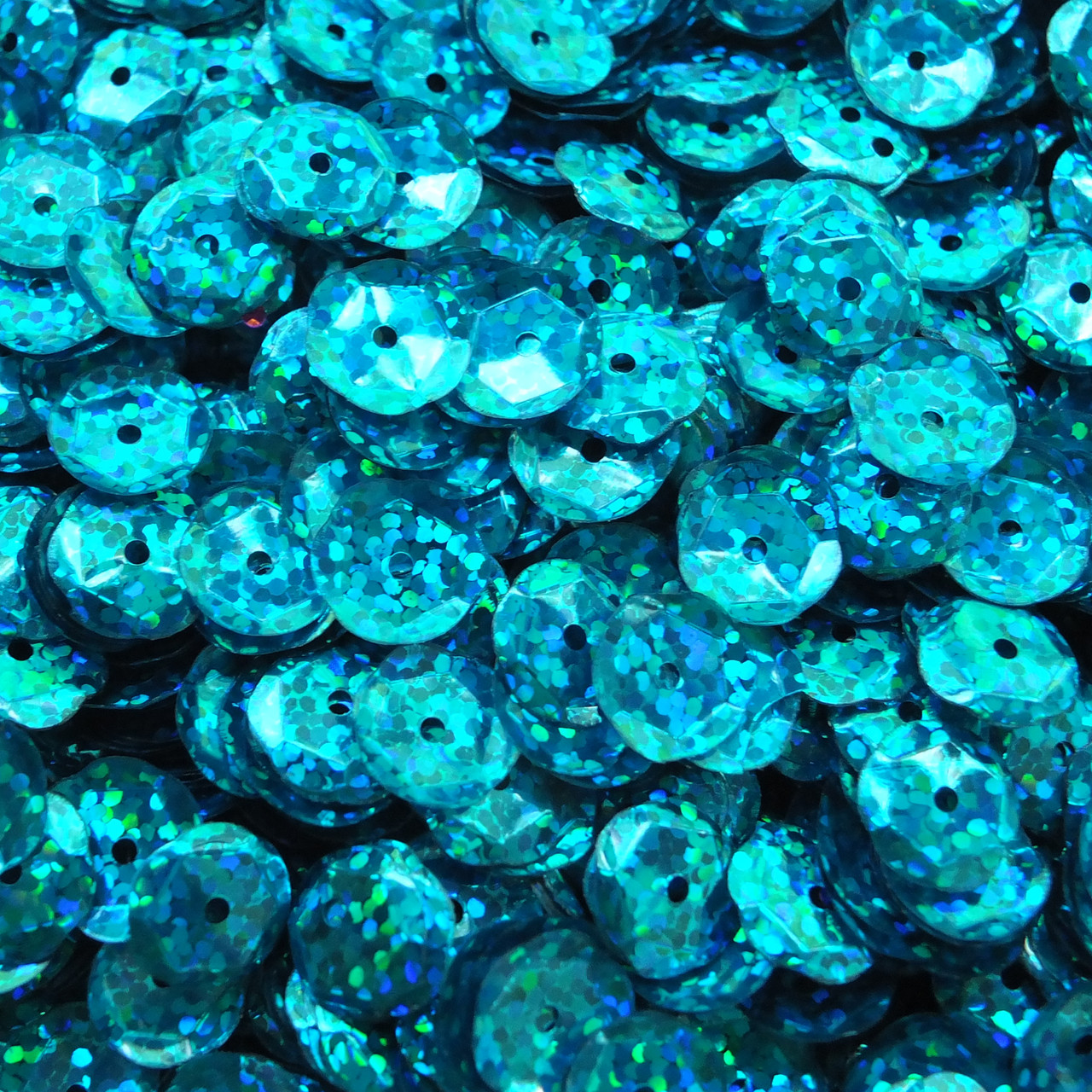 10mm Cup Sequins Aqua Blue Hologram Glitter Sparkle Metallic