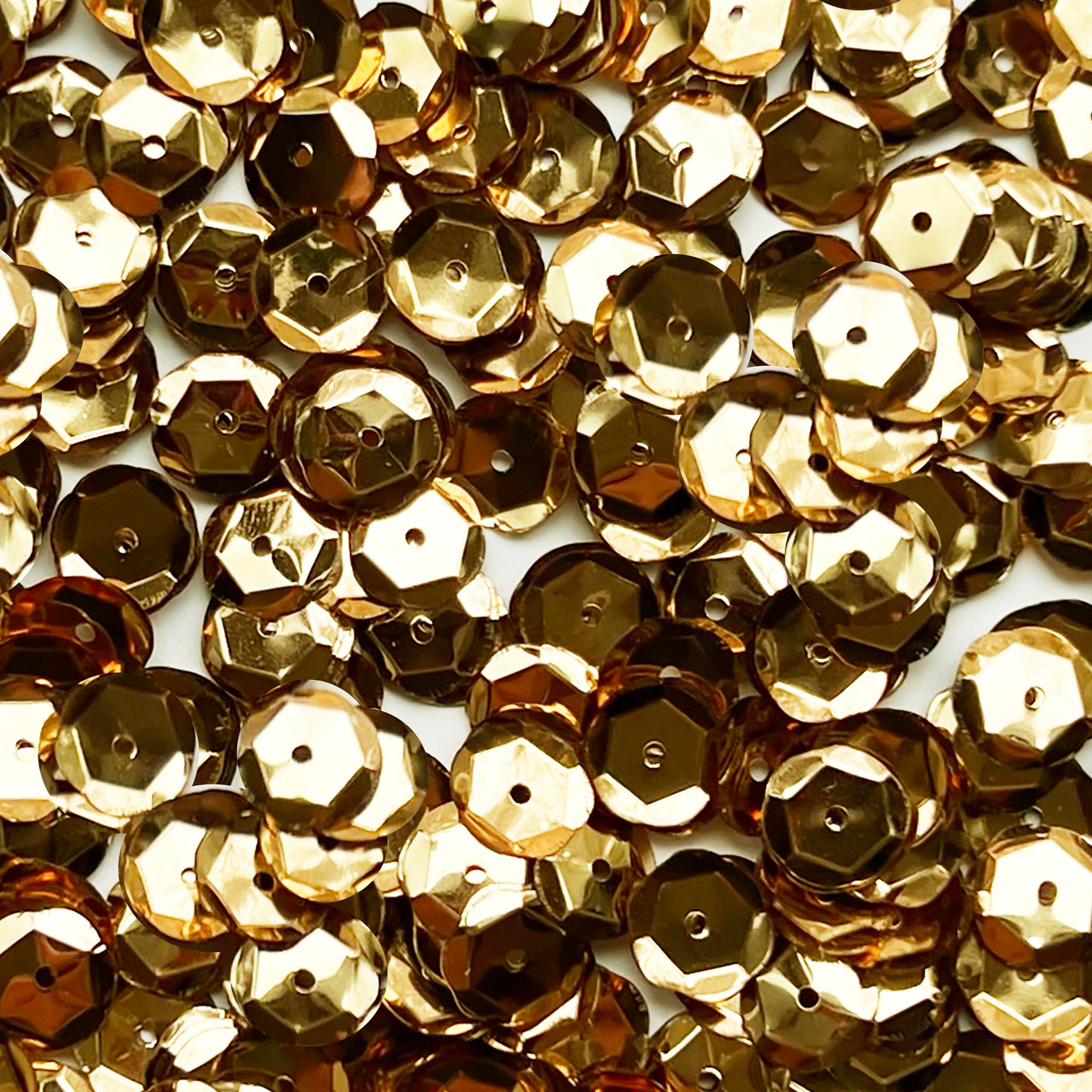 8mm Cup Sequins Rich Gold Shiny Metallic