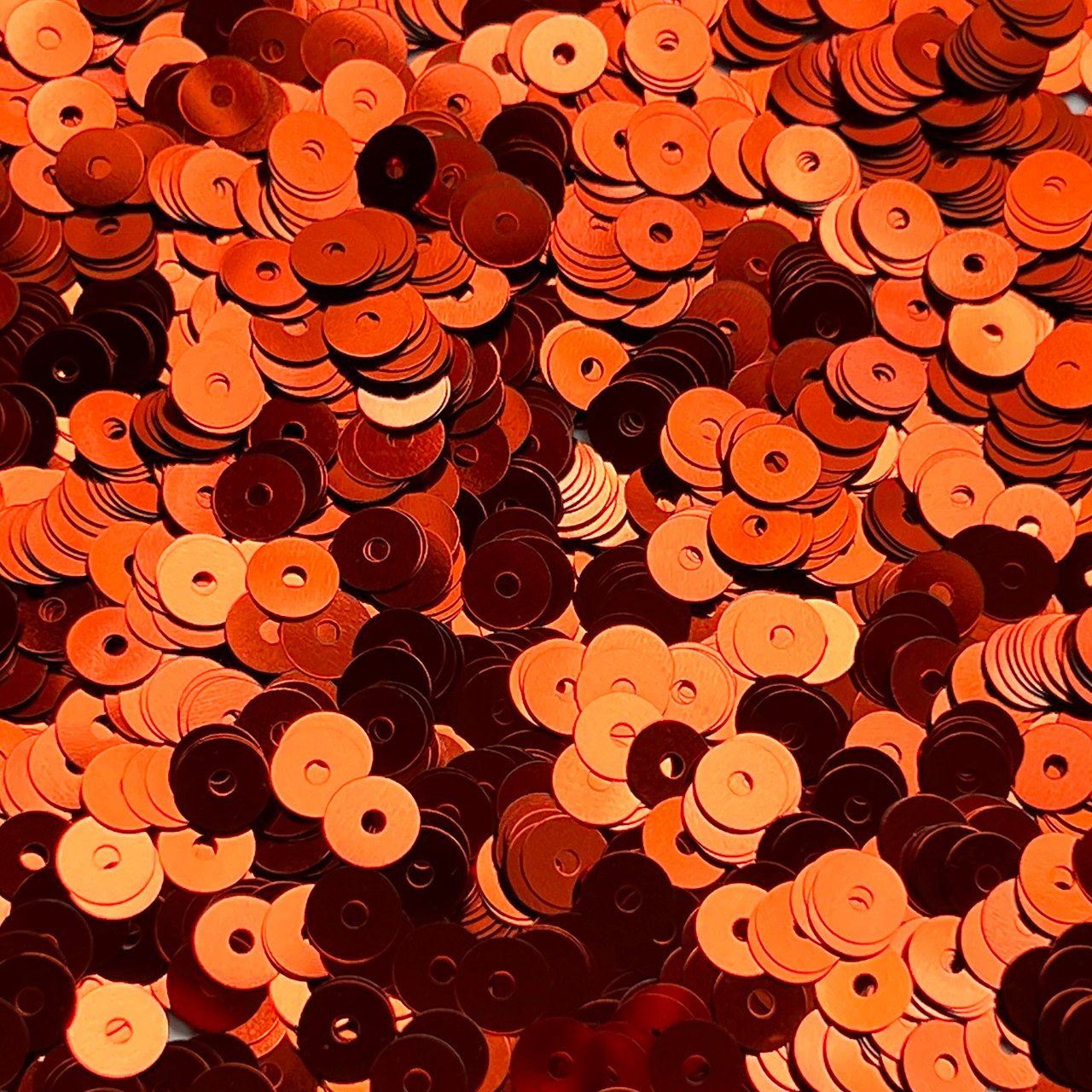 6mm Flat Sequins Deep Rich Orange Metallic