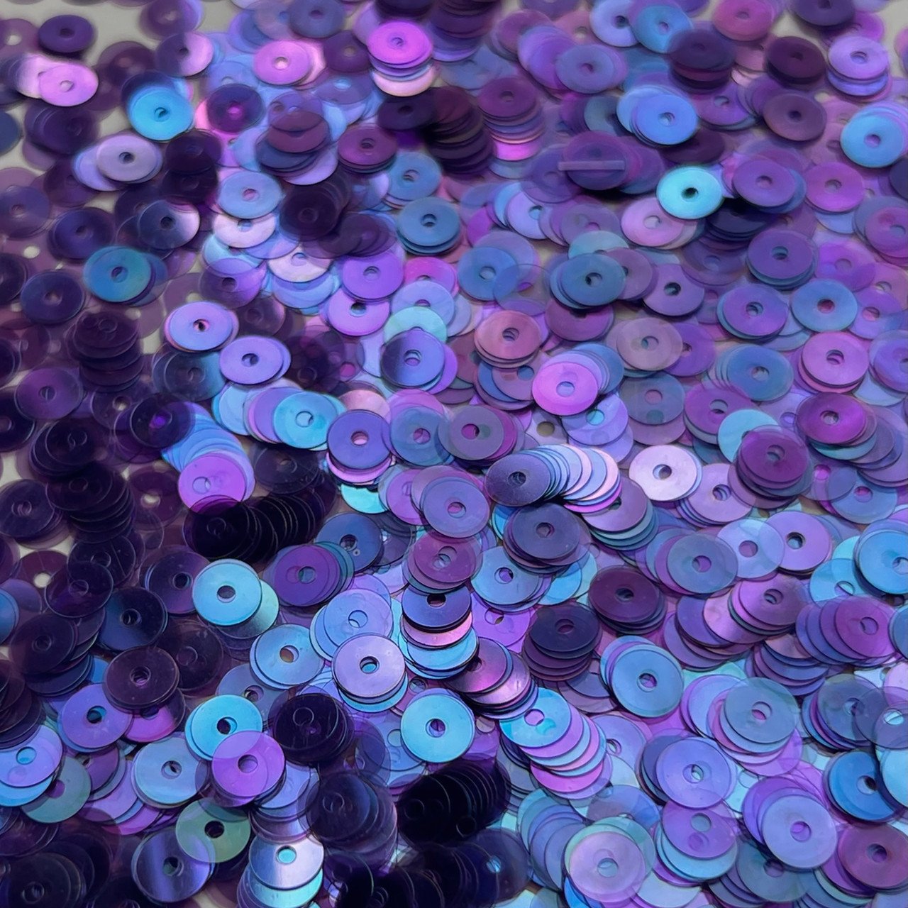 6mm Flat Sequins Royal Purple Super Shiny Crystal Rainbow Iris