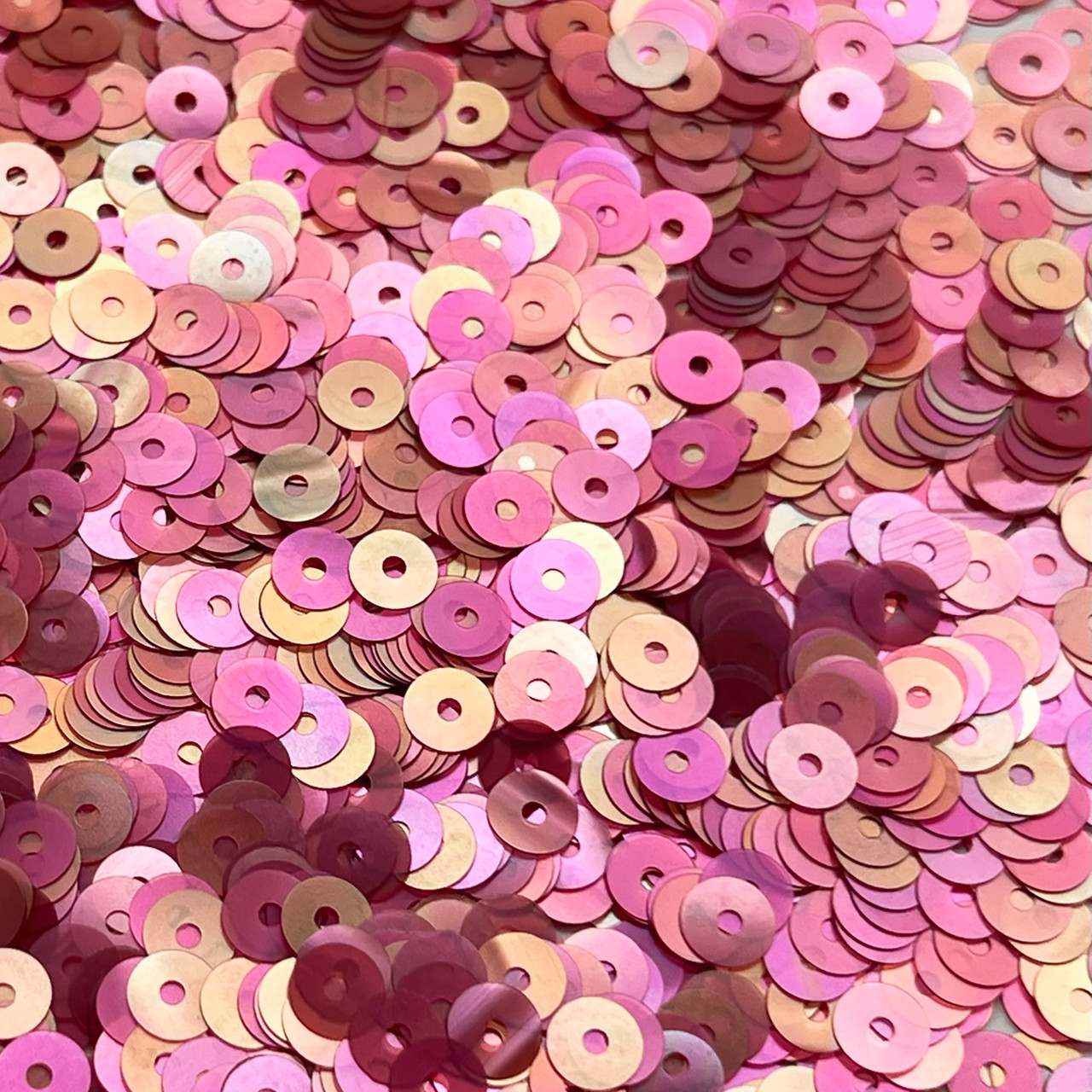 6mm Flat Sequins Rose Pink  Transparent Matte Frosted Rainbow