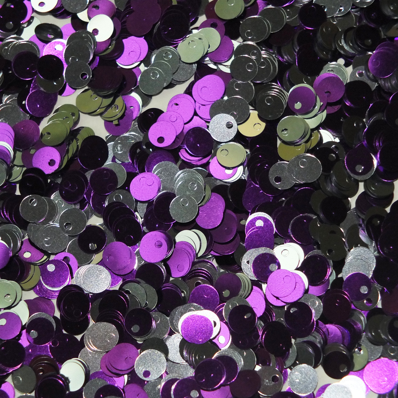 6mm Sequins Top Hole Purple Silver Shiny Metallic Reversible