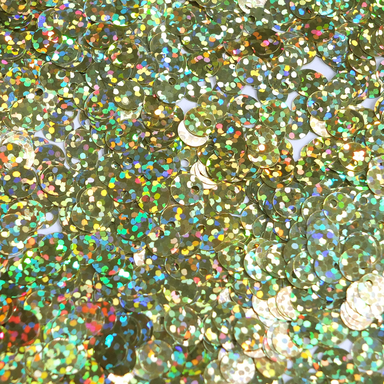 8mm Sequins Top Hole Yellow Hologram Glitter Sparkle Metallic