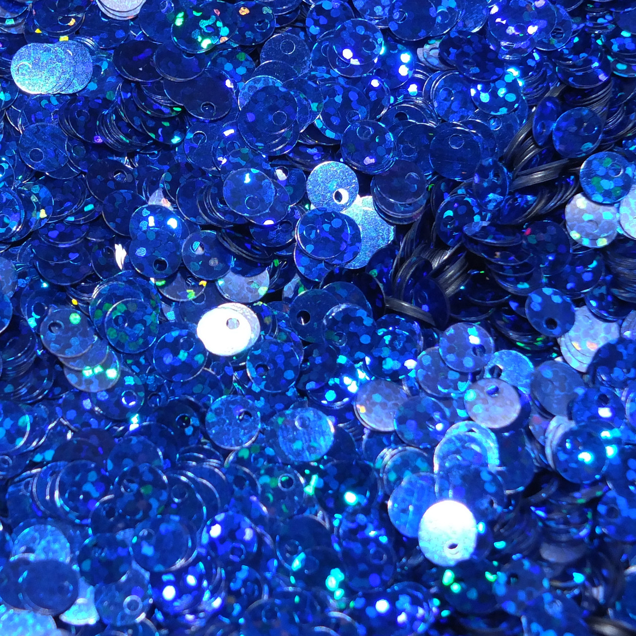 8mm Sequins Top Hole Royal Blue Hologram Glitter Sparkle Metallic