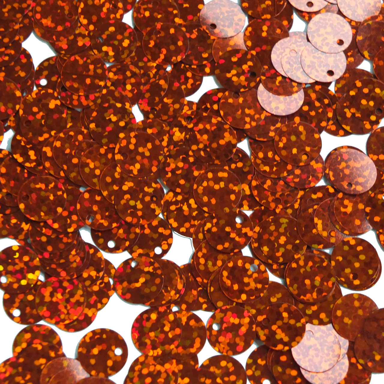 10mm Sequins Top Hole Orange Hologram Glitter Sparkle Metallic