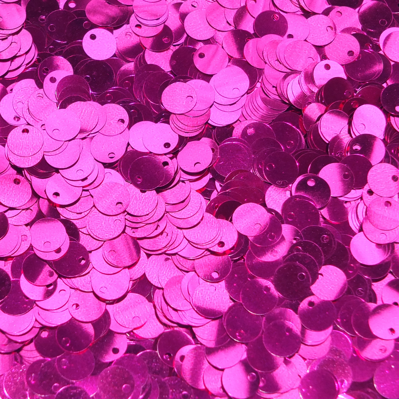 8mm Sequins Top Hole Raspberry Hot Pink Shiny Metallic