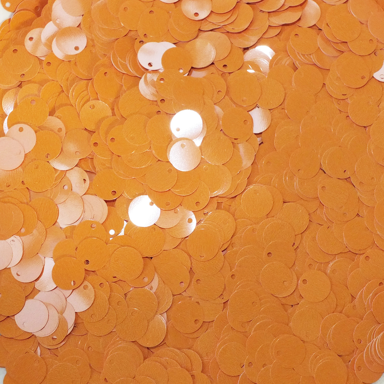 8mm Sequins Top Hole Orange Opaque Glossy High Shine