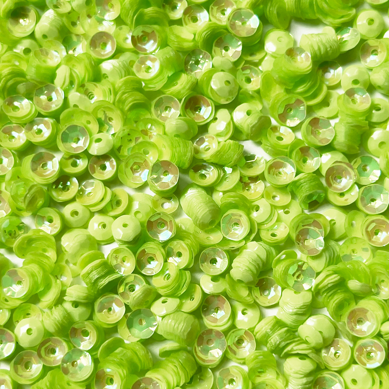 5mm Cup Sequins Mint Green Fluorescent Opaque Rainbow Iris Duo Reversible