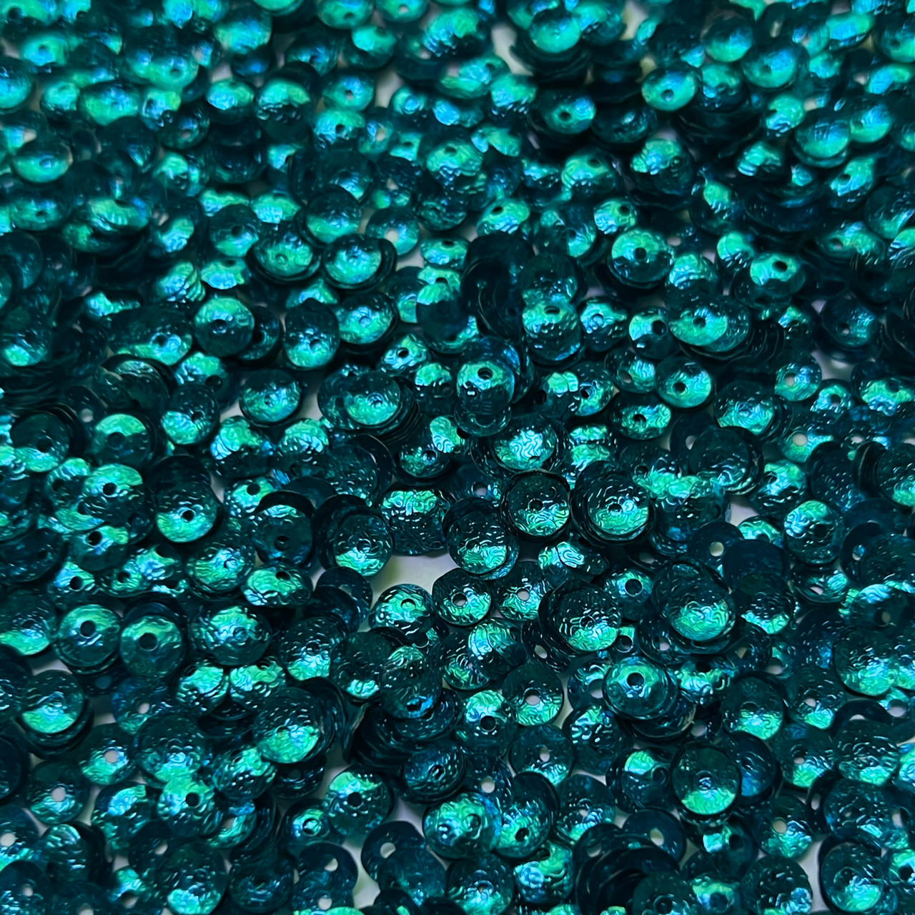 5mm Cup Sequins Turquoise Blue Metallic Embossed Texture