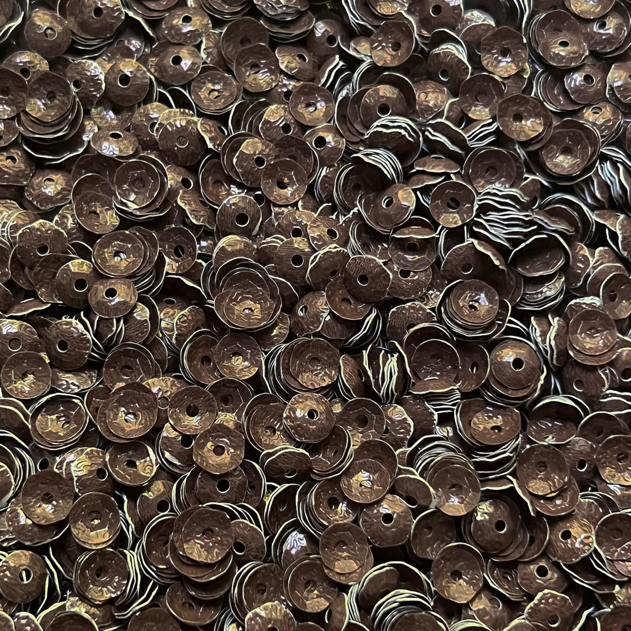 5mm Cup Sequins Chocolate Brown Opaque Embossed Texture