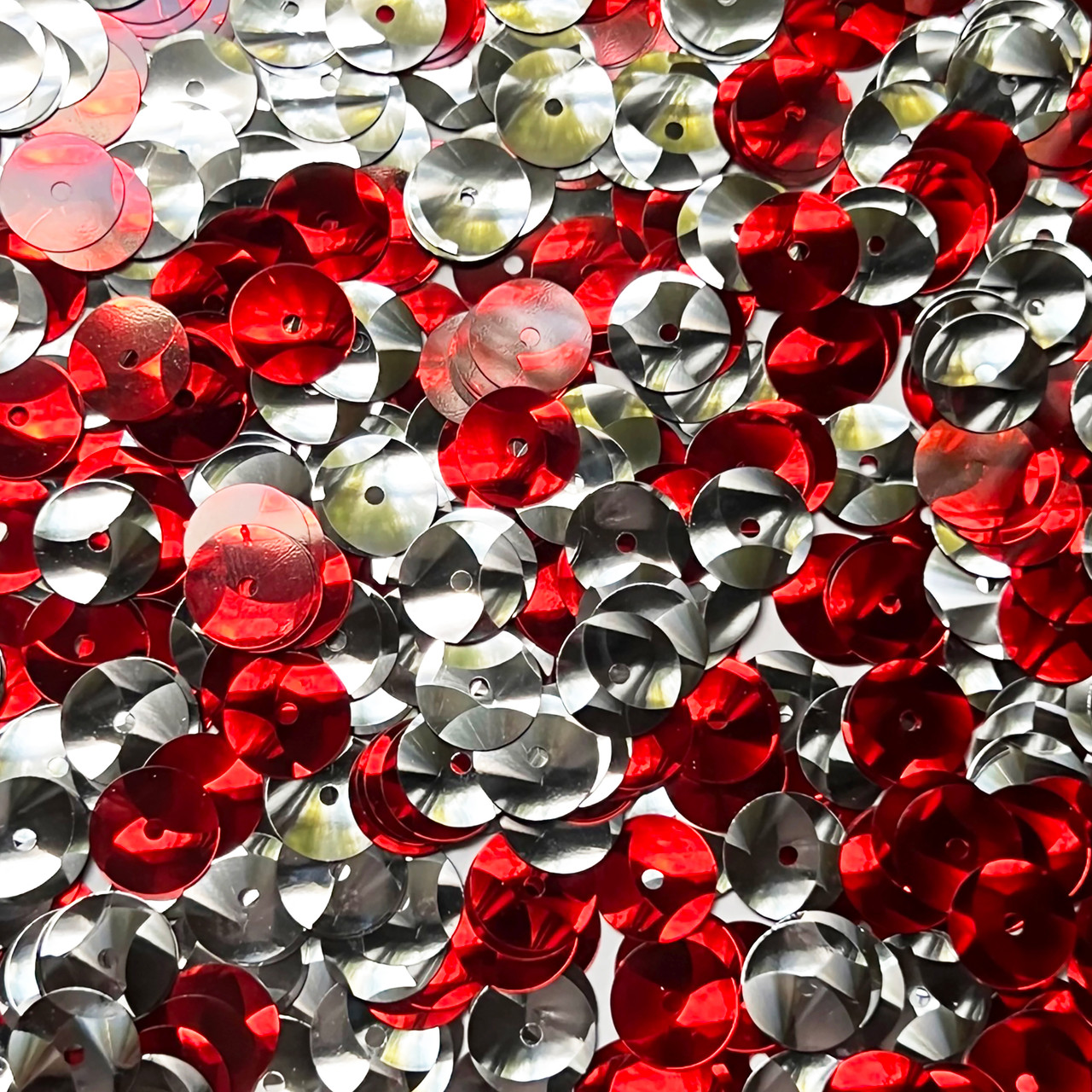 10mm Sequins Red Silver Metallic Bubble Duo