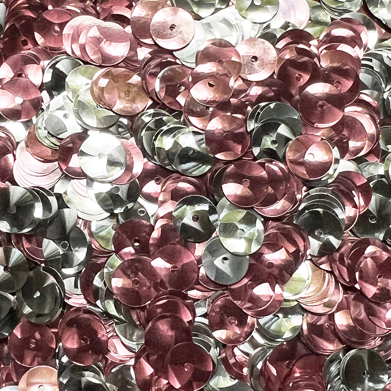 10mm Sequins Pink Silver Metallic Bubble Duo
