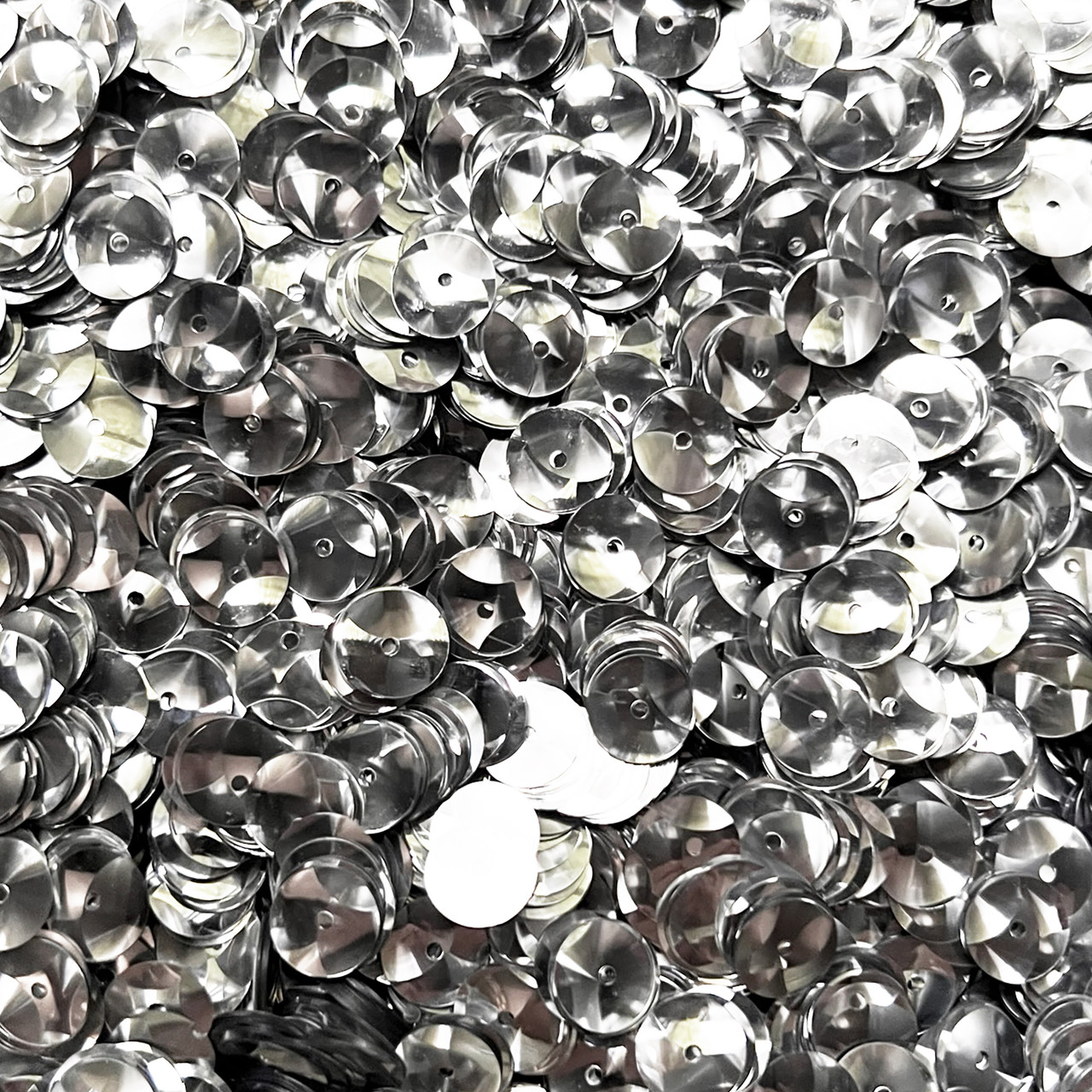 8mm Flat Sequins Silver Metallic Bubble
