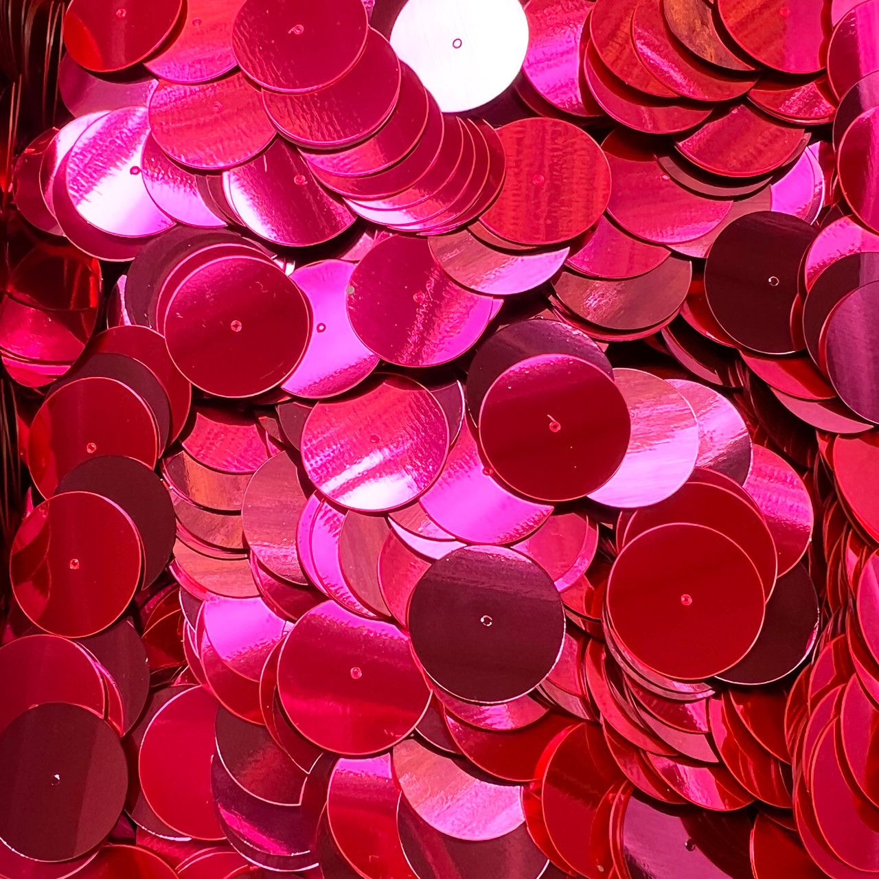Round Flat Sequin 20mm Center Hole Hot Pink Metallic Fluorescent