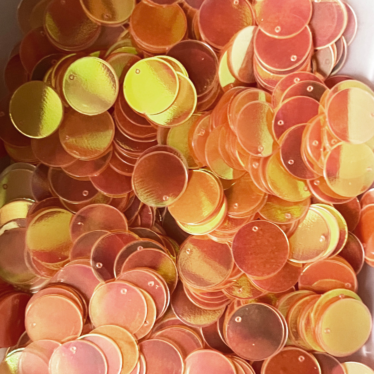 12mm Sequins Top Hole Orange Ultra Crystal Rainbow Iris Iridescent