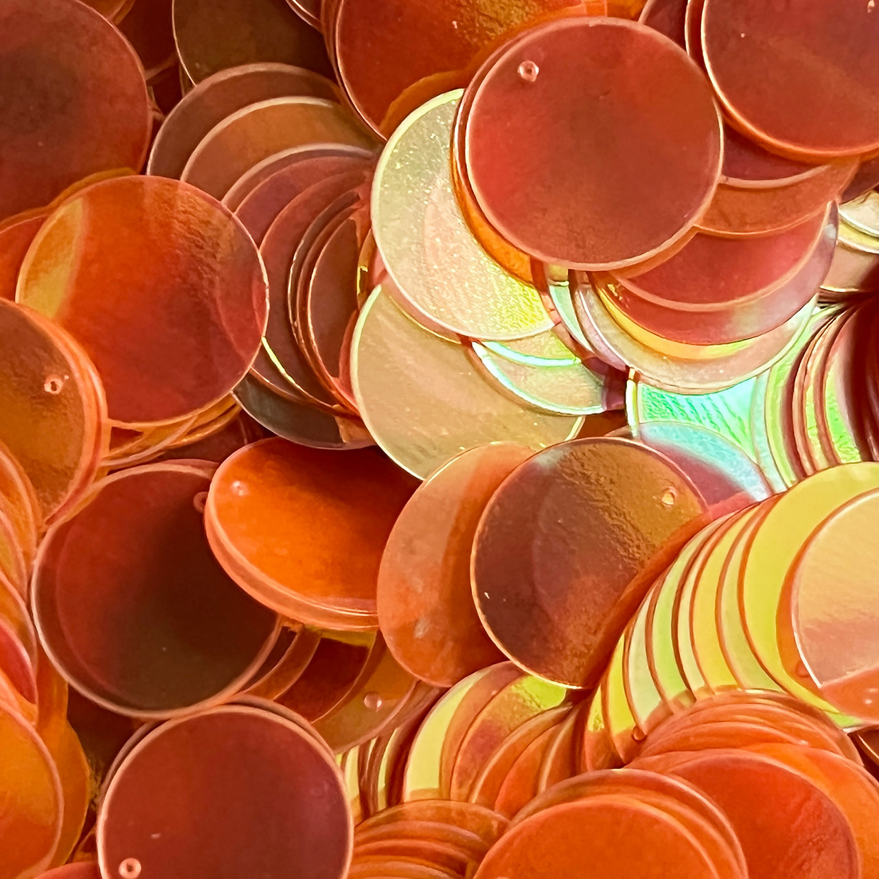 24mm Sequins Top Hole Orange Ultra Crystal Rainbow Iris Iridescent