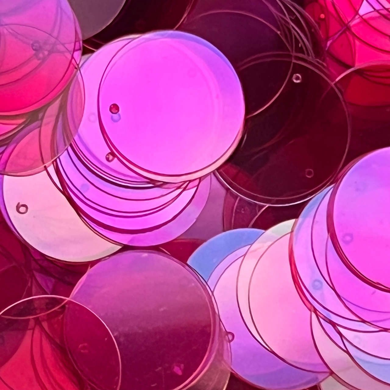 30mm Sequins Top Hole Raspberry Pink Crystal Rainbow Iris