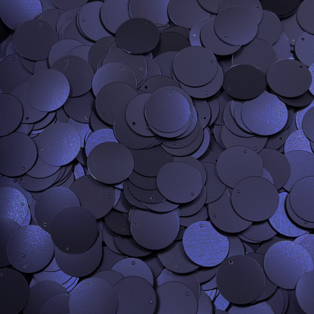 15mm Sequins Top Hole Navy Blue Matte Metallic