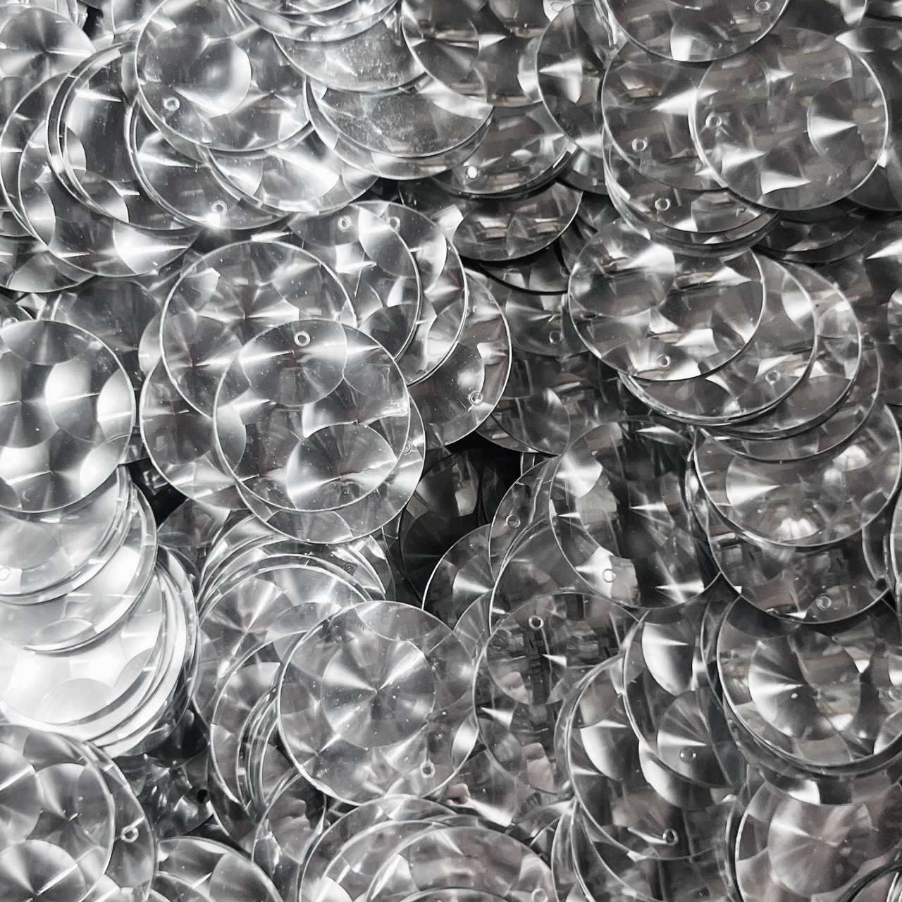 20mm Top Hole Sequins Silver Metallic Bubble