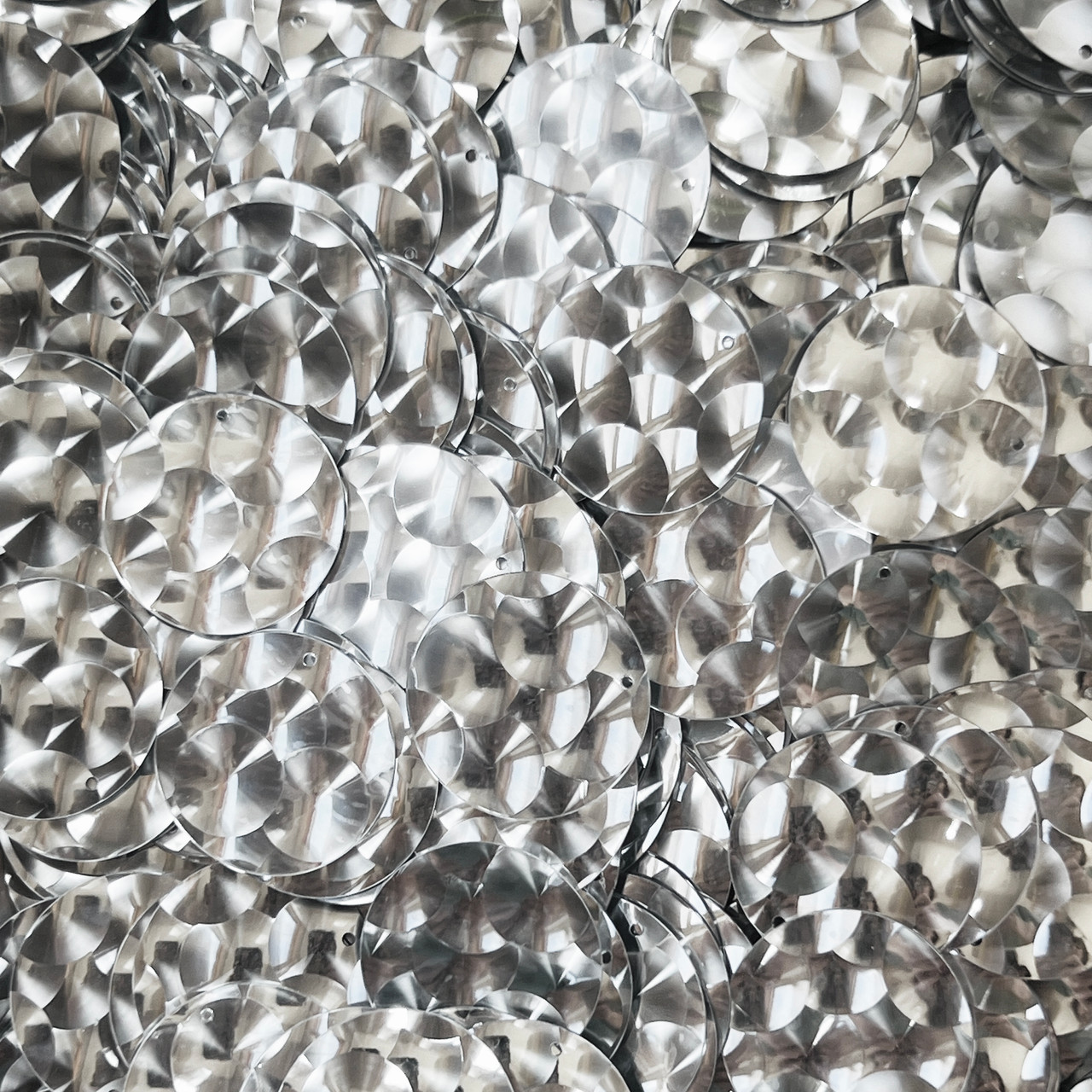 24mm Top Hole Sequins Silver Metallic Bubble