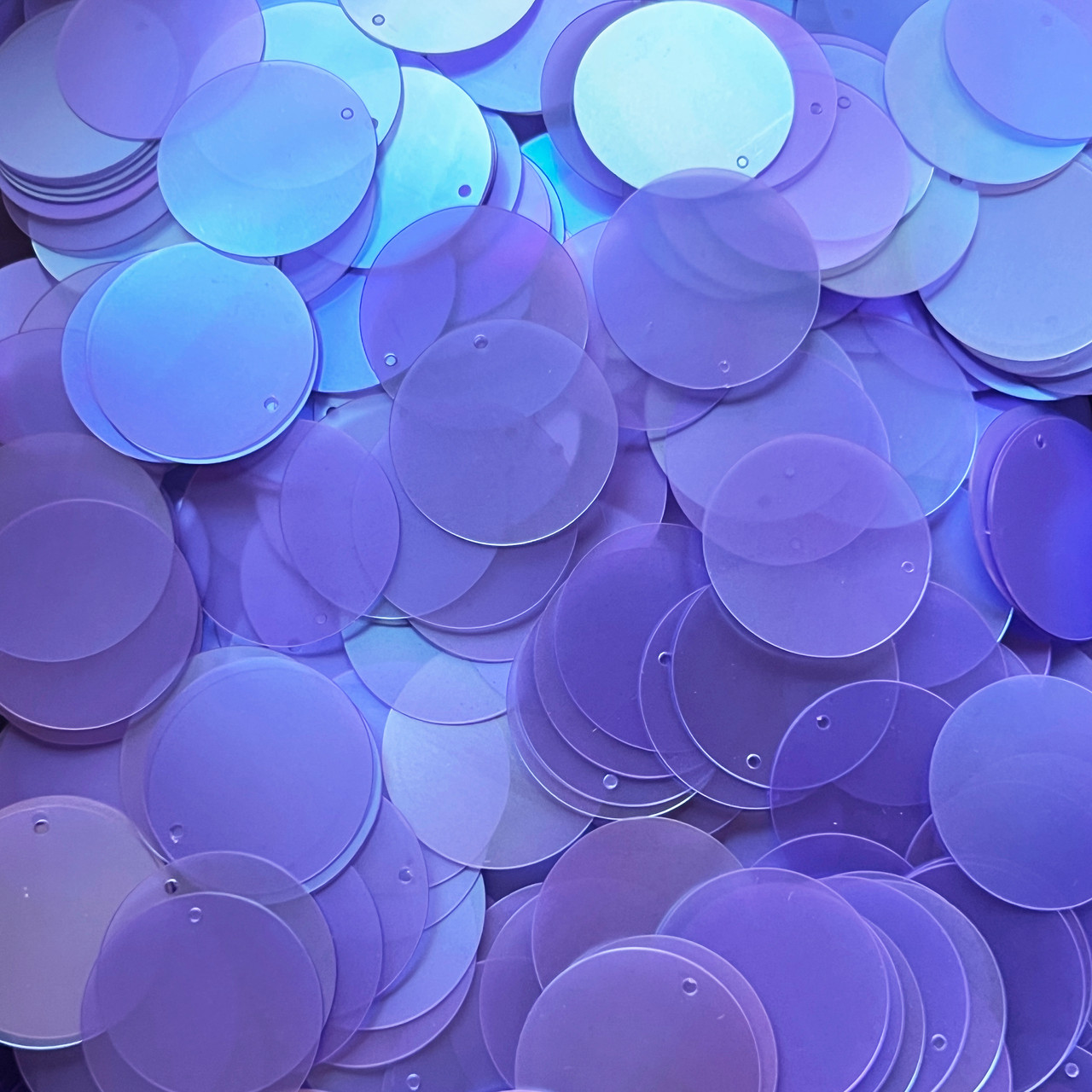24mm Sequins Top Hole Amethyst Purple Transparent Matte Rainbow Frost