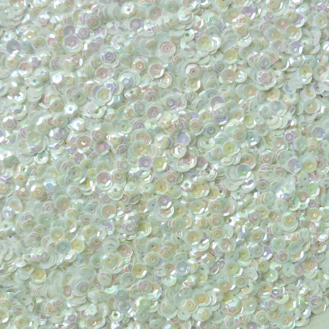 4mm Cup Sequins Opaque Rainbow White