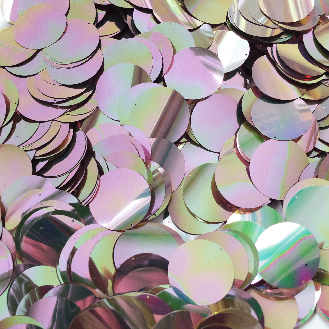 30mm Sequins Top Hole Silver Pastel Rainbow Iris Shiny Metallic