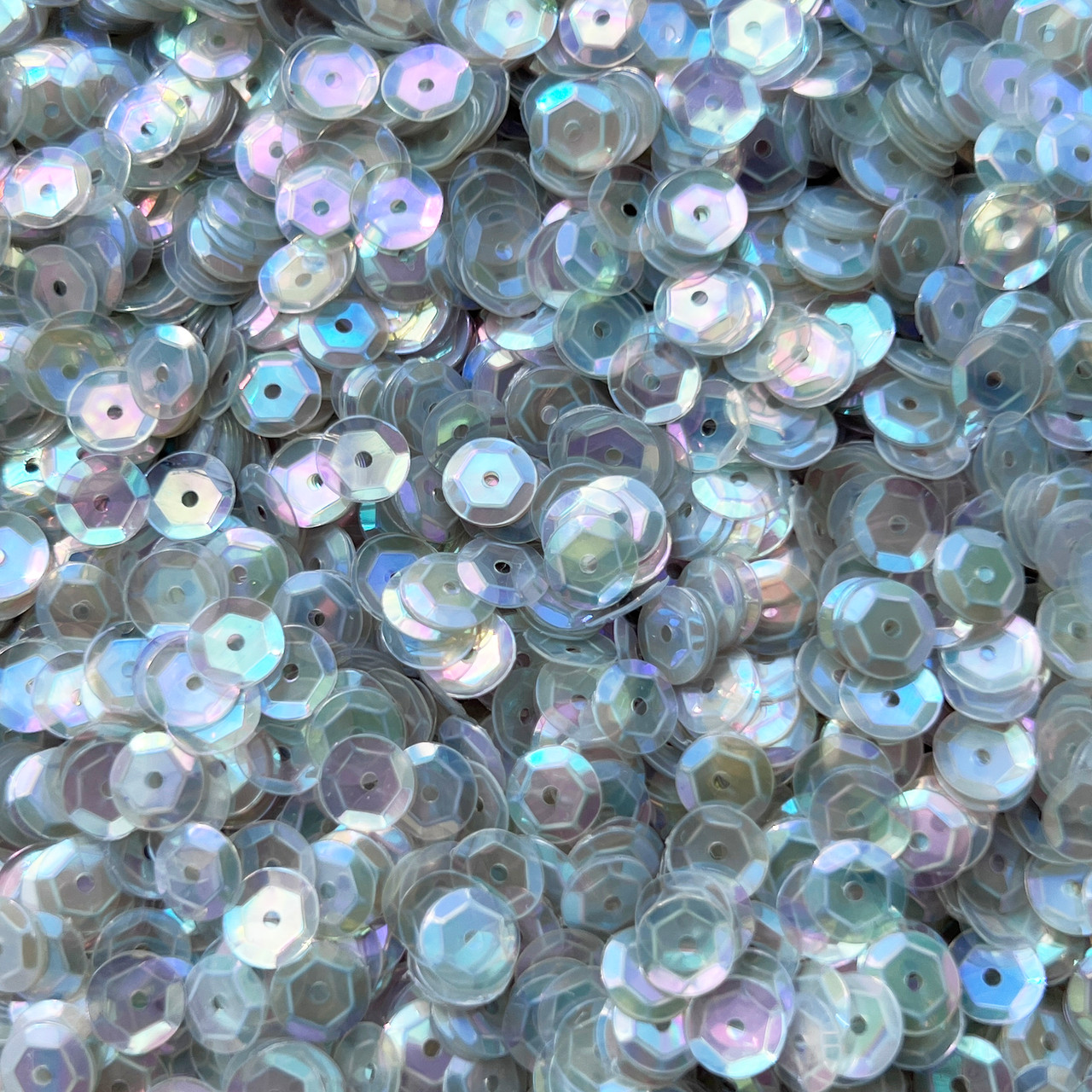 6mm Cup Sequins Light Sapphire Blue Crystal Rainbow Iris Iridescent
