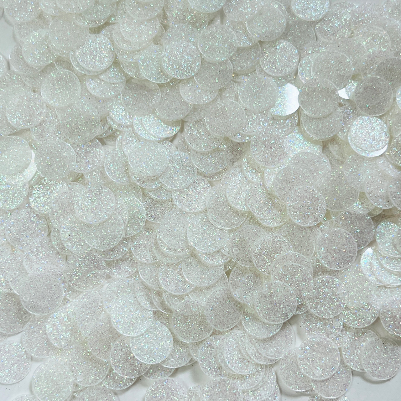 12mm Sequins Top Hole White Sparkle Glitter Texture