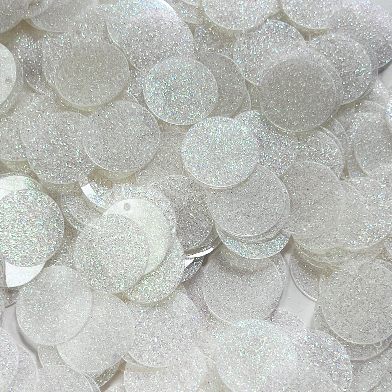 20mm Sequins Top Hole White Sparkle Glitter Texture