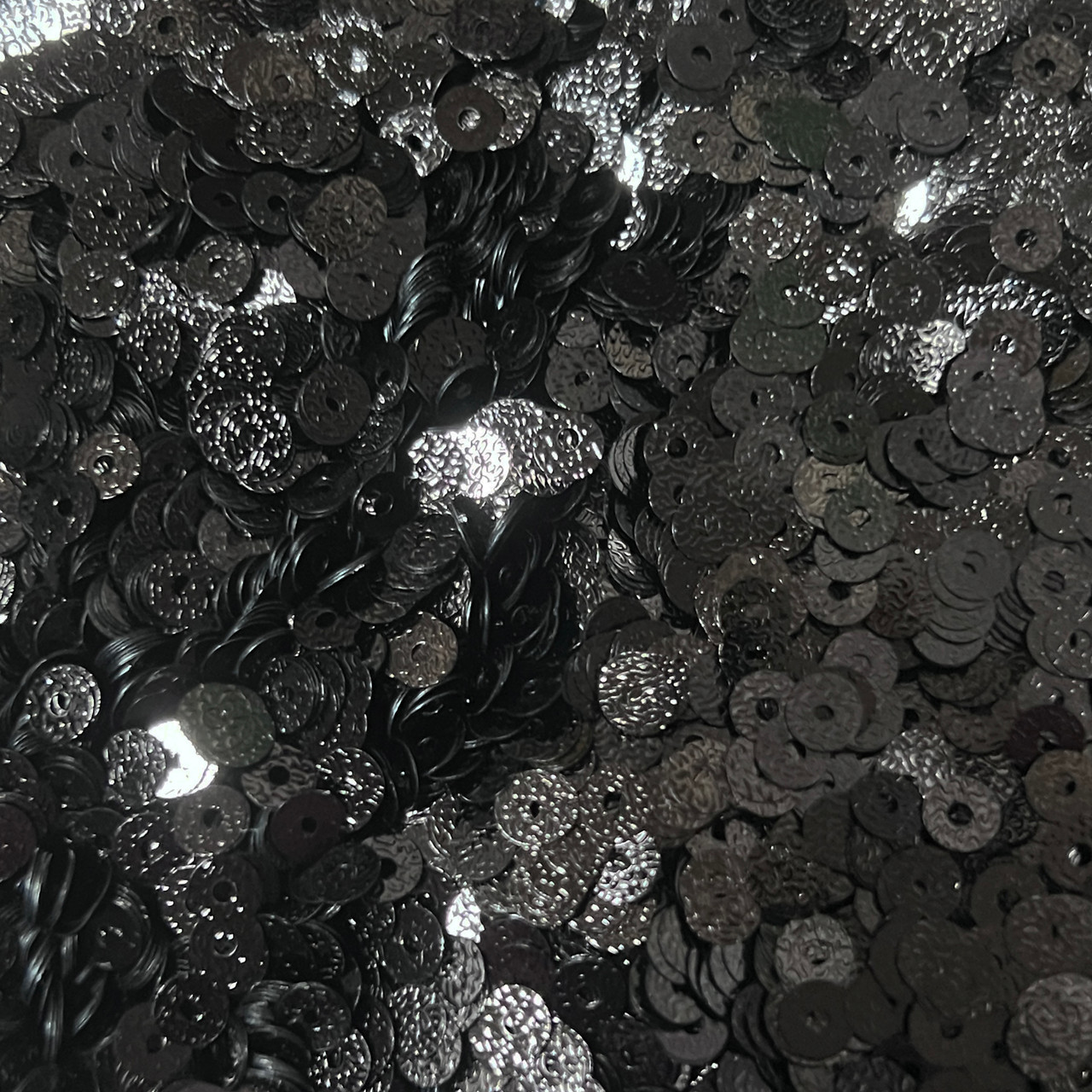 5mm Sequins Black Metallic Embossed Texture