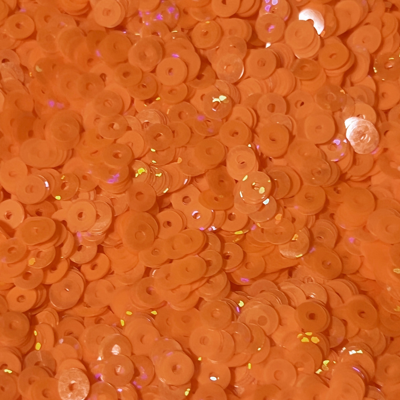 5mm Sequins Orange Tangerine Transparent Fluorescent Hologram Glitter Sparkle
