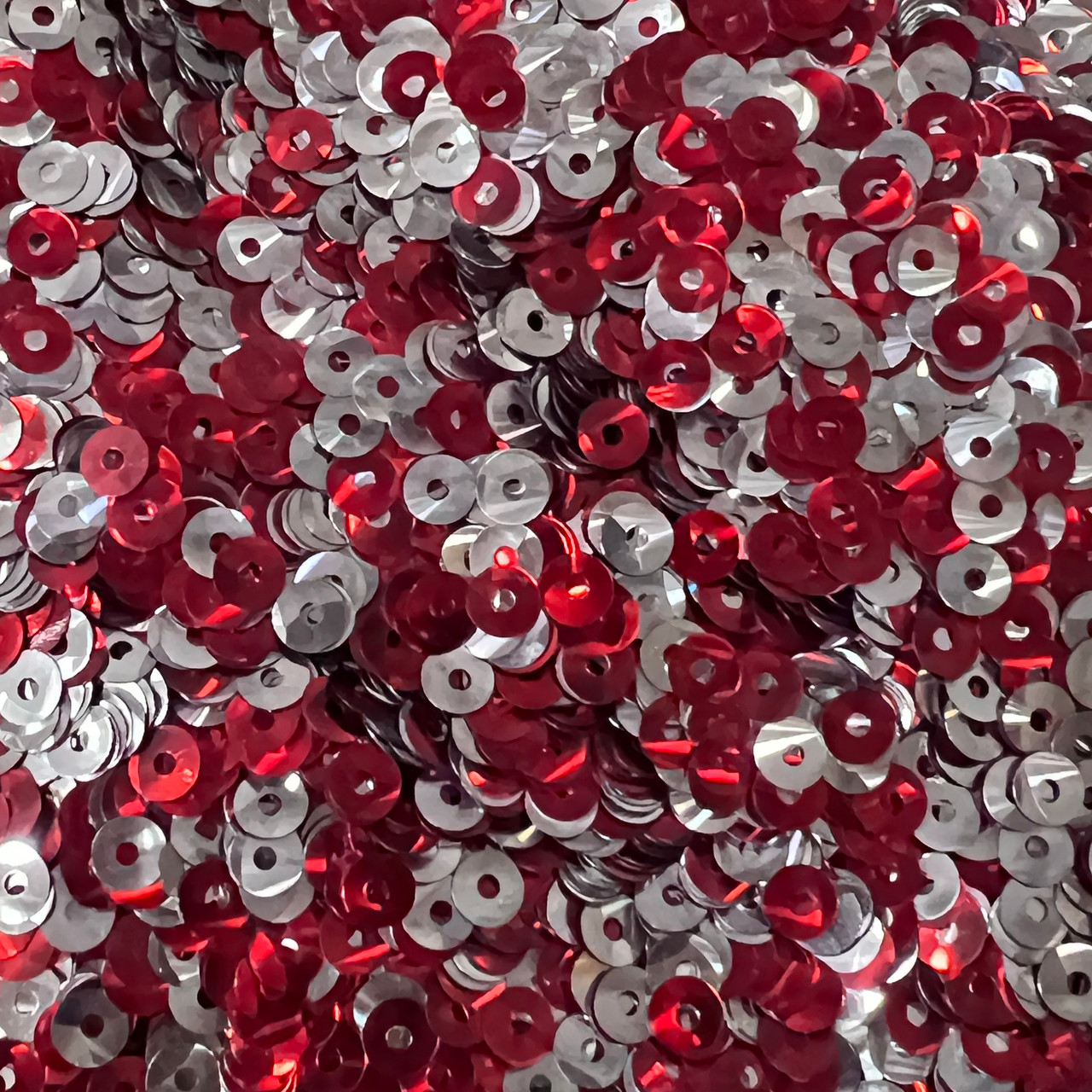5mm Sequins Red Silver Metallic Bubble Reversible