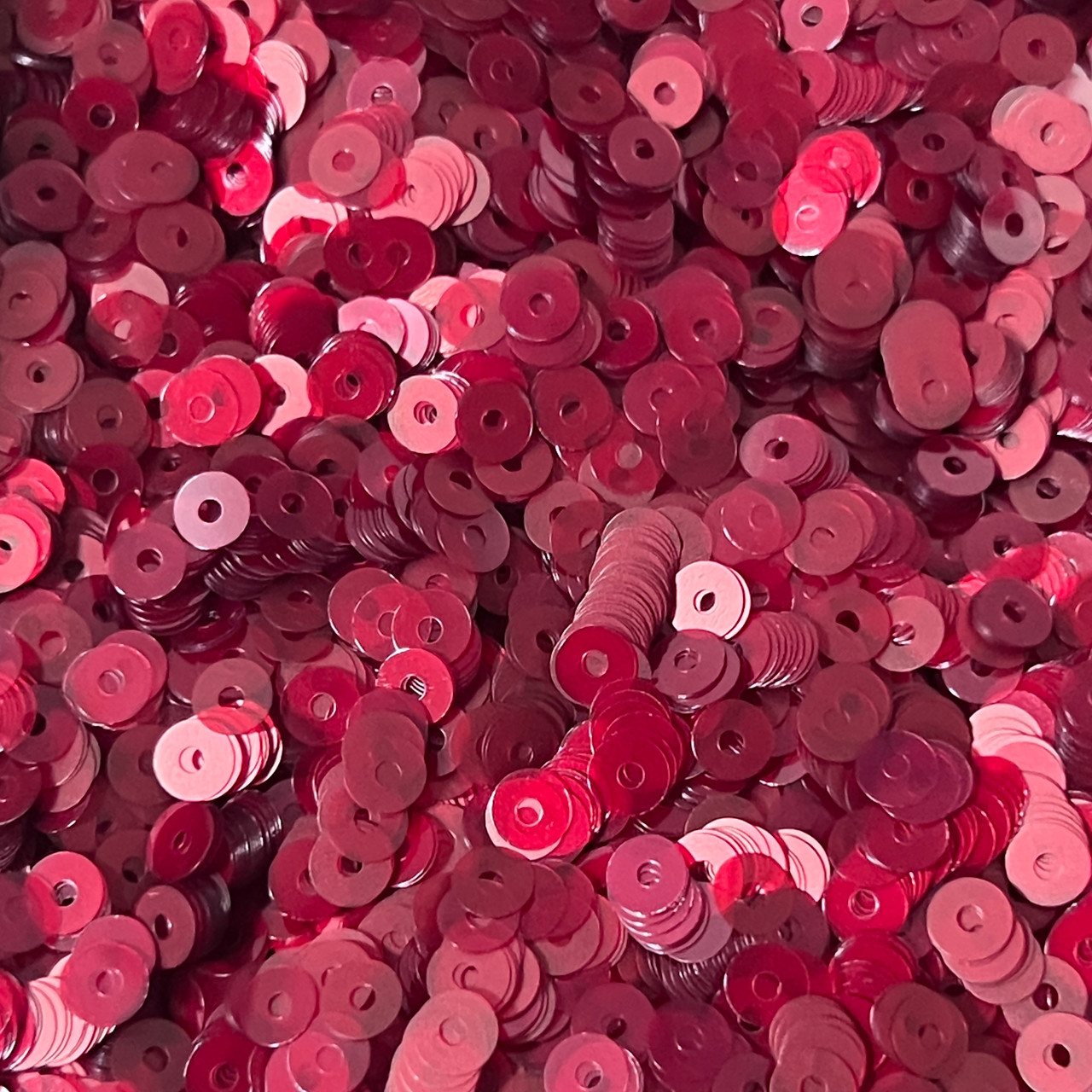 5mm Sequins Ruby Red Transparent Glossy Matte