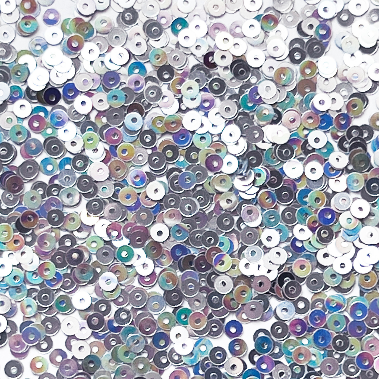 4mm Sequins Silver Metallic Iris Vintage Painted Effect
