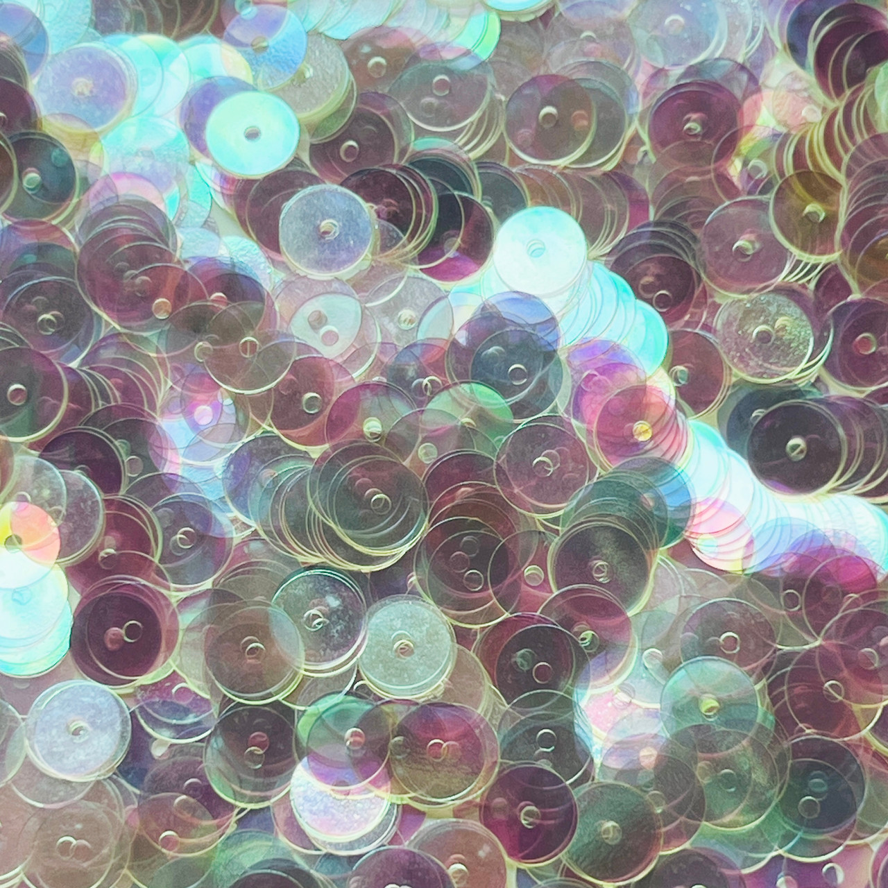 8mm Flat Sequins Pnk  Crystal Rainbow Iris Made in USA