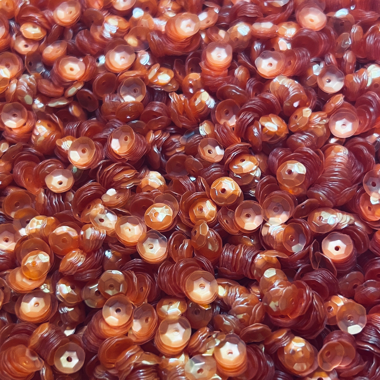 6mm Cup Sequins Orange Melon Transparent Glossy Matte Made in USA