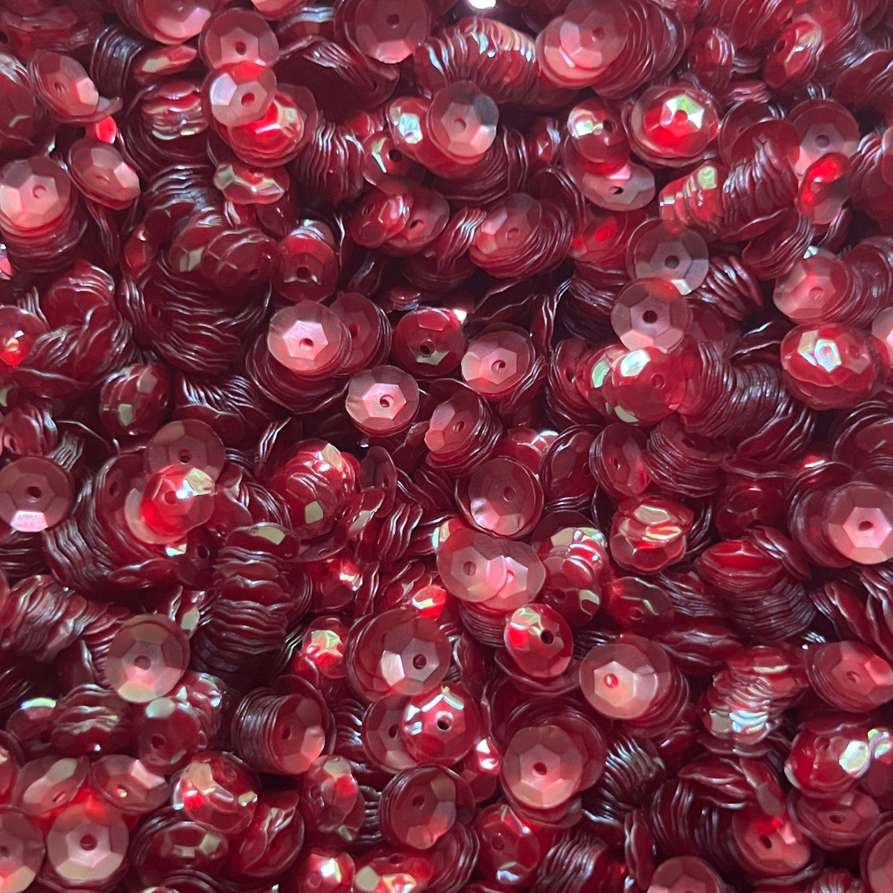 6mm Cup Sequins Ruby Red Transparent Glossy Matte Made in USA