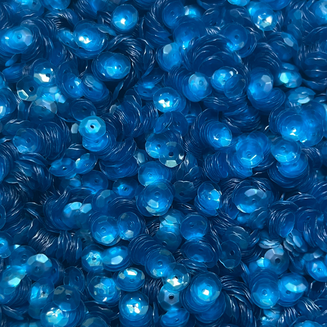 6mm Cup Sequins Dark Aqua Blue Transparent Glossy Matte Made in USA